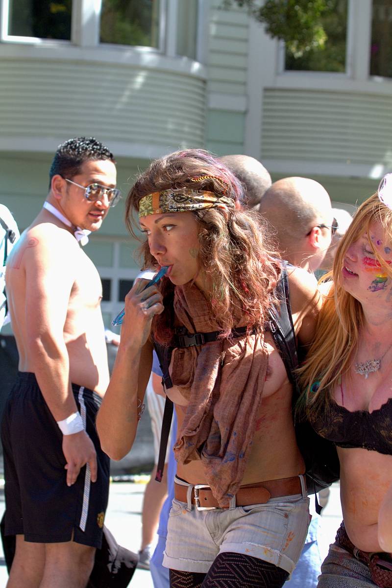 guys line up to gang fuck a cute amateur gangbang porn #BayToBreakers 2011 #costume #nipple #nippleout #bohemian #hippie #barelycovered #parade #candid #public