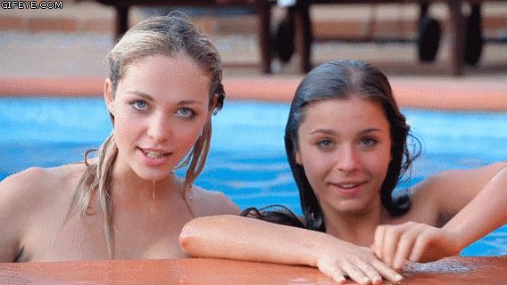 Two Girls In The Pool GifAnimatedGif Wetgirls Poolside